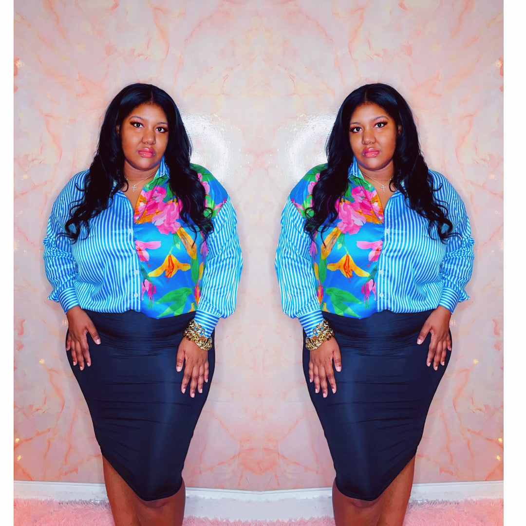 Blue Paradise Button up Blouse